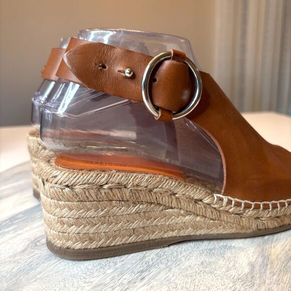 Rag & Bone Women's Espadrille Brown Leather Wedge Sandals US Size 7.5 EU 37.5 - Picture 5 of 12